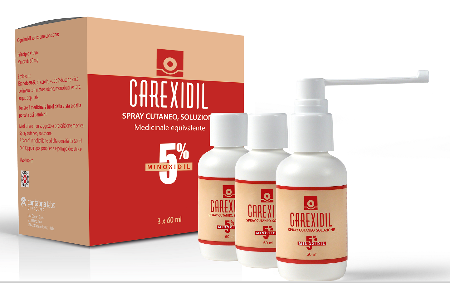 CAREXIDIL*3FL SOLUZ CUT 60ML5% - Farmacia Puddu Baire S.r.l.