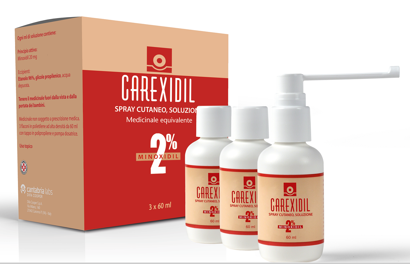 CAREXIDIL*3FL SOLUZ CUT 60ML2% - Farmacia Puddu Baire S.r.l.