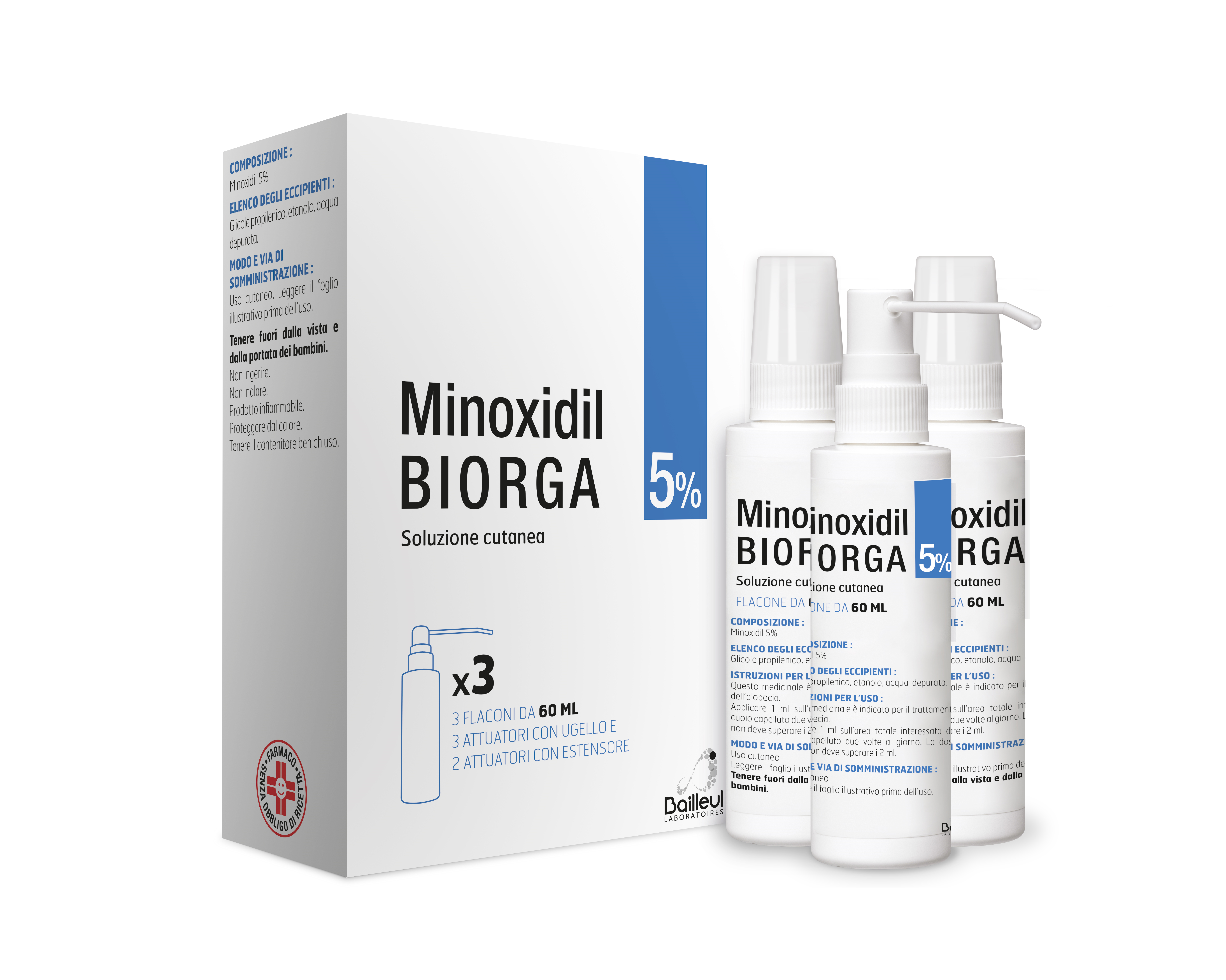 MINOXIDIL BIORGA*SOL CUT 3FL5% - Farmacia Puddu Baire S.r.l.
