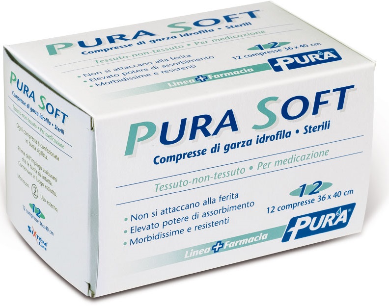 GARZA IN TESSUTO NON TESSUTO PURA SOFT 36X40CM 12 PEZZI - Farmacia Puddu Baire S.r.l.