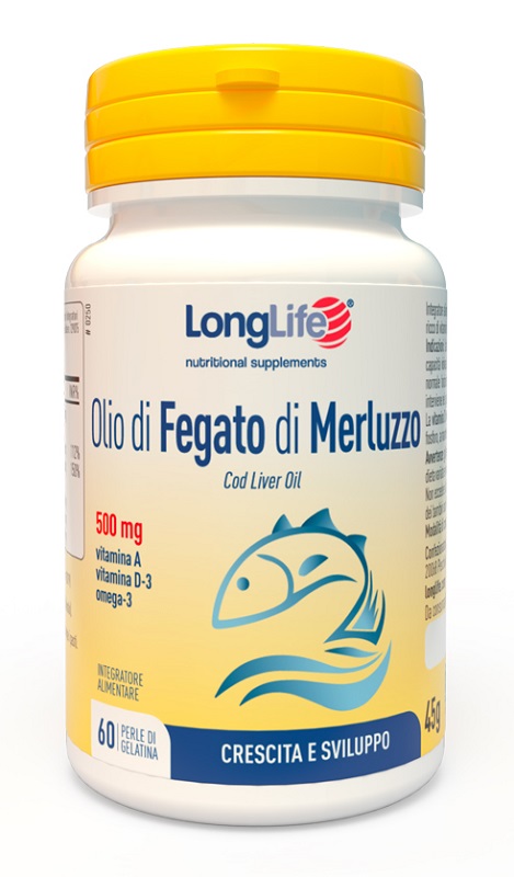 LONGLIFE OLIO FEGATO MERLUZZO 500 MG 60 PERLE - Farmacia Puddu Baire S.r.l.