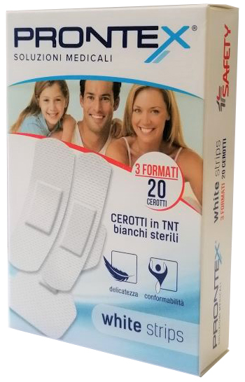 CEROTTO PRONTEX WHITE STRIPS IN TESSUTO NON TESSUTO BIANCO STERILE 3 FORMATI 20 PEZZI - Farmacia Puddu Baire S.r.l.