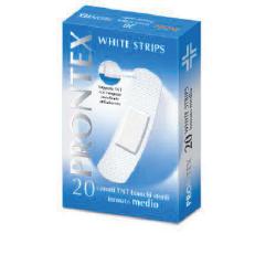 CEROTTO PRONTEX WHITE STRIPS IN TESSUTO NON TESSUTO BIANCO STERILE SCATOLA 20 CEROTTI MEDI - Farmacia Puddu Baire S.r.l.