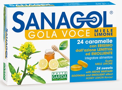 SANAGOL GOLA VOCE MIELE LIMONE 24 CARAMELLE - Farmacia Puddu Baire S.r.l.