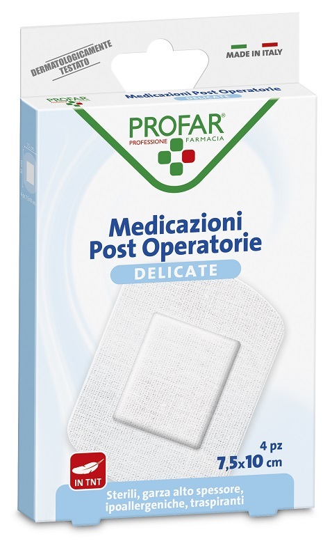 MEDICAZIONE POST OPERATORIA STERILE GARZA ANTIADERENTE 7,5X10 CM 4 PEZZI PROFAR - Farmacia Puddu Baire S.r.l.