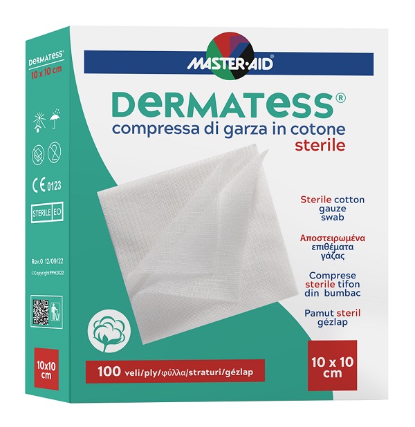 GARZA IDROFILA DERMATESS COT 10X10 100 PEZZI - Farmacia Puddu Baire S.r.l.