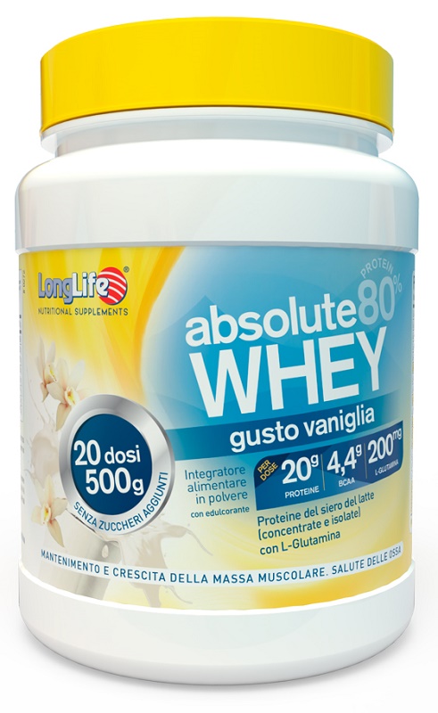 LONGLIFE ABSOLUTE WHEY VANIGLIA 500 G - Farmacia Puddu Baire S.r.l.