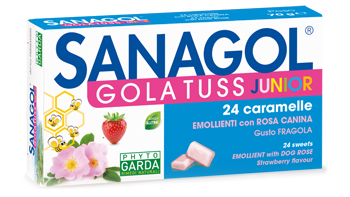 SANAGOL GOLA TUSS JUNIOR FRAGOLA 24 CARAMELLE - Farmacia Puddu Baire S.r.l.