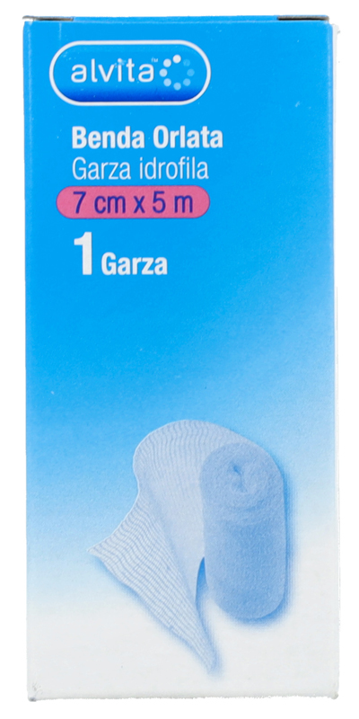 BENDA IN GARZA IDROFILA ORLATA ALVITA 7X500CM - Farmacia Puddu Baire S.r.l.