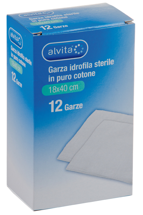 ALVITA GARZA COMPRESSA IDROFILA 18X40CM 12 PEZZI - Farmacia Puddu Baire S.r.l.