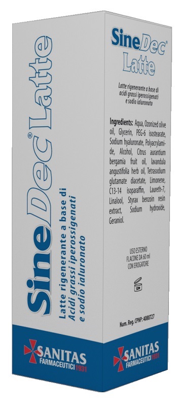 EMULSIONE PROFUMATA CONTENENTE OLIO OSSIGENATO PER PREVENZIONE E MEDICAZIONE DELLE ULCERE DA DECUBITO DI GRADO I SU PELLE INTEGRA SINEDEC LATTE 60ML - Farmacia Puddu Baire S.r.l.