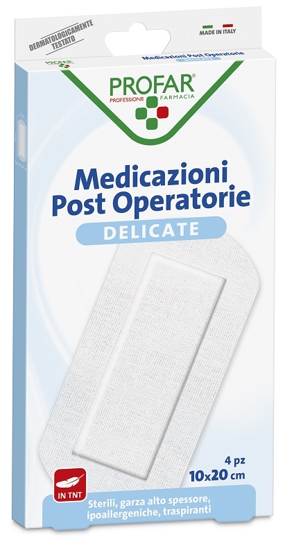 MEDICAZIONE POST OPERATORIA STERILE GARZA ANTIADERENTE 10X20 CM 4 PEZZI PROFAR - Farmacia Puddu Baire S.r.l.