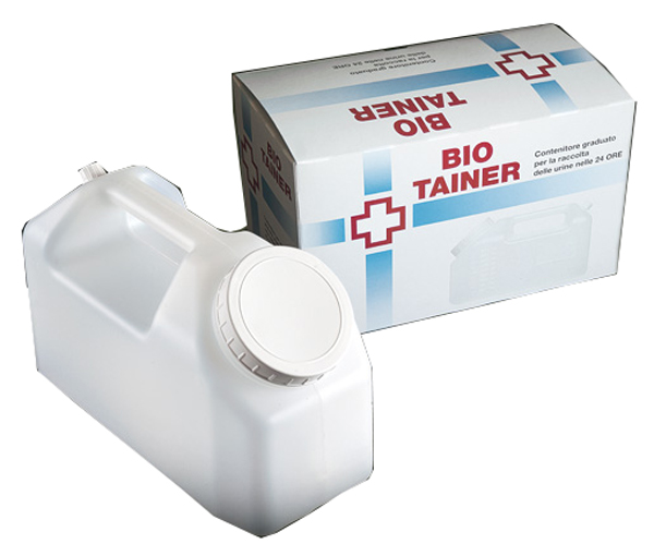 TANICA GRADUATA BIO TAINER PER RACCOLTA DI URINA NELLE 24 ORE 2500 ML CON TAPPINO DI PRELIEVO E MANICO 1 PEZZO - Farmacia Puddu Baire S.r.l.