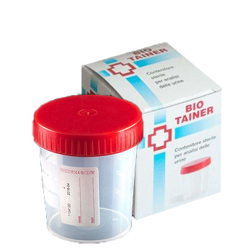 CONTENITORE PER URINA BIO TAINER GRADUATO CON SUPERFICIE DI SCRITTURA CON TAPPO A VITE CAPACITA' 120ML 1 PEZZO - Farmacia Puddu Baire S.r.l.