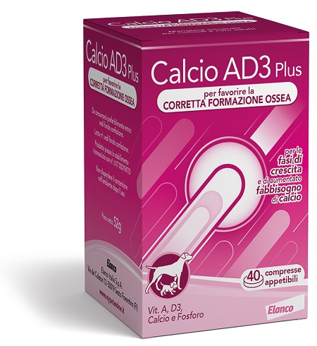 CALCIO AD3 SOLUBILE SVILUPPO 40 COMPRESSE ALTAMENTE APPETIBILI - Farmacia Puddu Baire S.r.l.