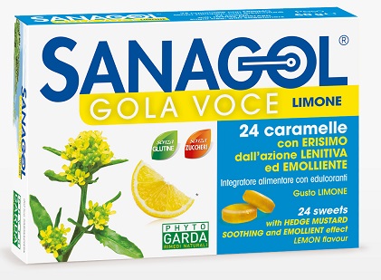 SANAGOL GOLA VOCE SENZA ZUCCHERO LIMONE 24 CARAMELLE - Farmacia Puddu Baire S.r.l.