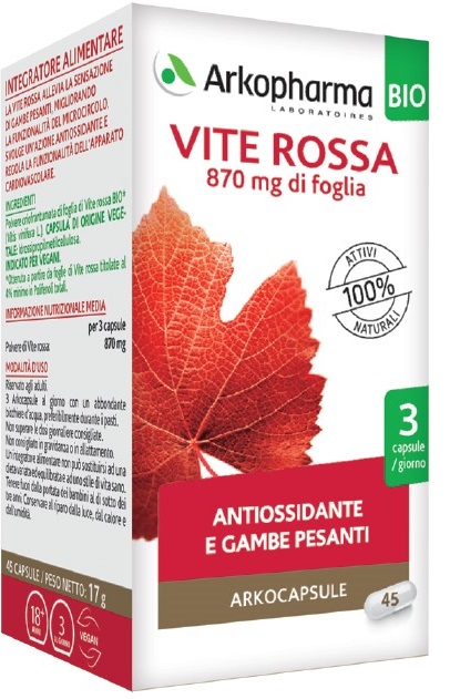 ARKO CAPSULE VITE ROSSA BIO 45 CAPSULE - Farmacia Puddu Baire S.r.l.