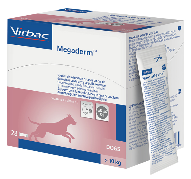 MEGADERM SUPPLEMENTO CANI SUPERIORI A 10 KG SCATOLA DA 28 SACCHETTI MONODOSE 4 ML - Farmacia Puddu Baire S.r.l.