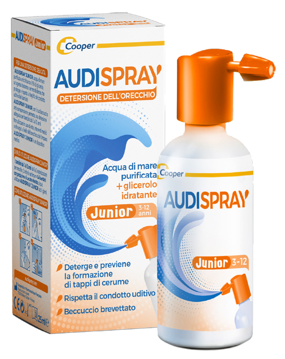 AUDISPRAY JUNIOR SOLUZIONE DI ACQUA DI MARE IPERTONICA SPRAY SENZA GAS IGIENE ORECCHIO 25ML - Farmacia Puddu Baire S.r.l.