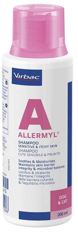 ALLERMYL SHAMPOO PER CUTE SENSIBILE E PRURITO CANE E GATTO 200 ML - Farmacia Puddu Baire S.r.l.