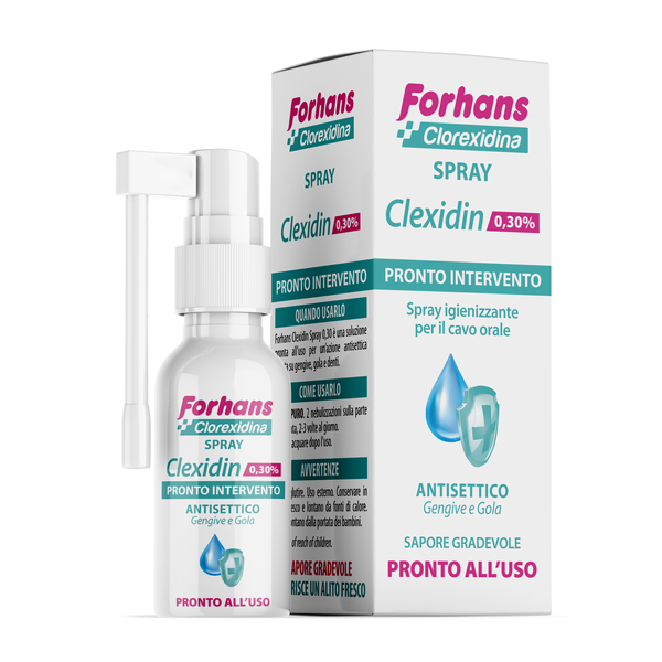 COLLUTORIO SPRAY CON CLOREXIDINA FORHANS CLEXIDIN 50ML - Farmacia Puddu Baire S.r.l.
