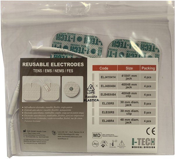 4 PEZZI ELETTRODO 48X48MM MINI-JACK 1 CAVETTO - Farmacia Puddu Baire S.r.l.