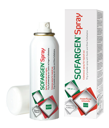 MEDICAZIONE IN POLVERE SPRAY CON CAOLINO E ARGENTO SULFADIAZINA 1% SOFARGEN SPRAY 10 G BOMBOLETTA PRESSURIZZATA 125 ML - Farmacia Puddu Baire S.r.l.