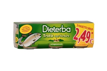 DIETERBA OMOGENEIZZATO TROTA 3 PEZZI 80 G - Farmacia Puddu Baire S.r.l.