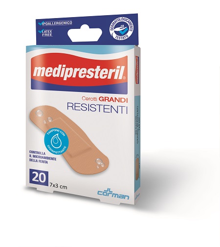 CEROTTO GRANDE MEDIPRESTERIL RESISTENTE 7X3CM 20 PEZZI - Farmacia Puddu Baire S.r.l.