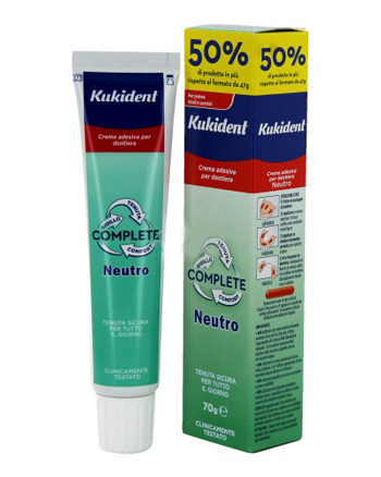 KUKIDENT NEUTRO COMPLETE CREMA ADESIVA PER PROTESI DENTARIE 70 G - Farmacia Puddu Baire S.r.l.