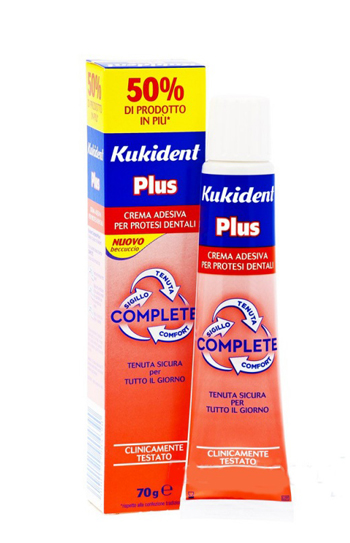 KUKIDENT PLUS COMPLETE CREMA ADESIVA PER PROTESI DENTARIE 70 G - Farmacia Puddu Baire S.r.l.