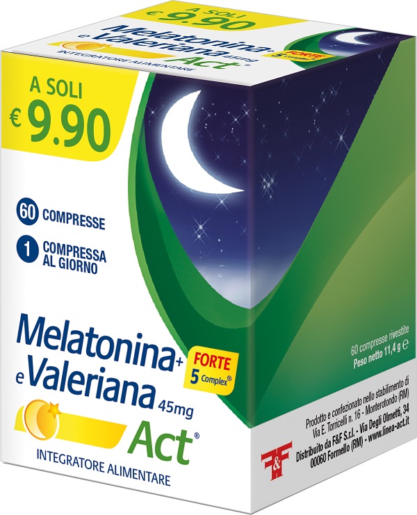MELATONINA ACT 1MG + VALERIANA + 5 FORTE COMPLEX 60 COMPRESSE - Farmacia Puddu Baire S.r.l.