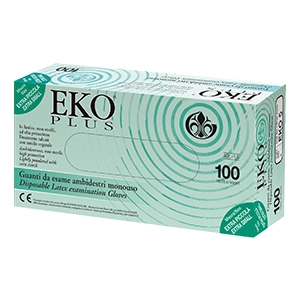 GUANTO IN LATTICE SUPERFICIE LISCIA TALCATO 100 PEZZI ARTICOLO EKO 7 - Farmacia Puddu Baire S.r.l.