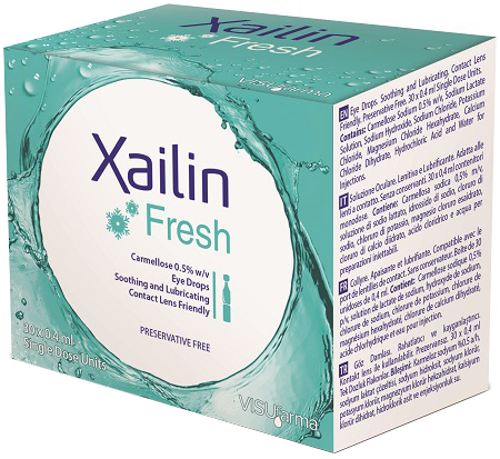 XAILIN FRESH GOCCE OCULARI CARBOSSIMETILCELLULOSA 0,5% 30 FLACONCINI MONODOSE 0,4 ML - Farmacia Puddu Baire S.r.l.