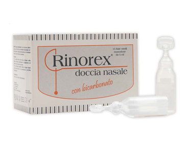 FIALA PER DOCCIA NASALE RINOREX BICARBONATO 5 ML 15 PEZZI - Farmacia Puddu Baire S.r.l.