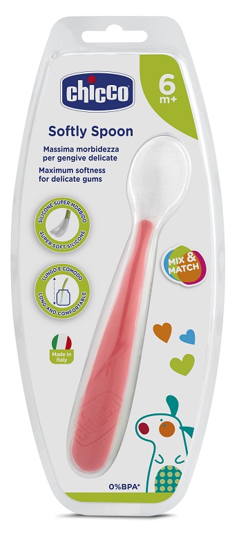 CHICCO CUCCHIAIO MORBIDO SILICONE 6M+ ROSSO UP - Farmacia Puddu Baire S.r.l.