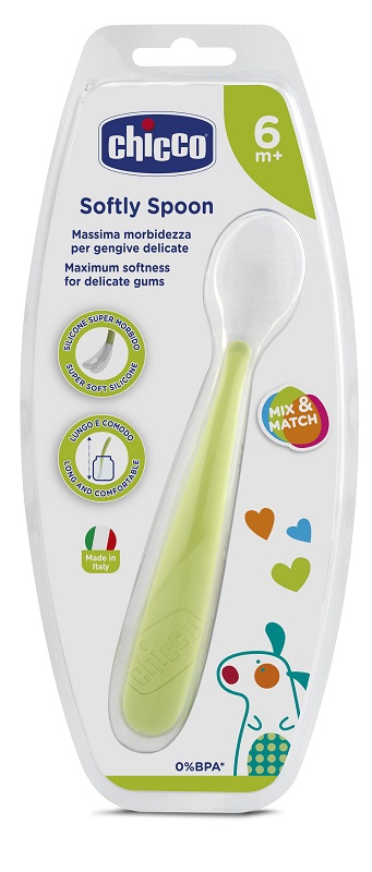 CHICCO CUCCHIAIO MORBIDO SILICONE 6M+ VERDE UP - Farmacia Puddu Baire S.r.l.
