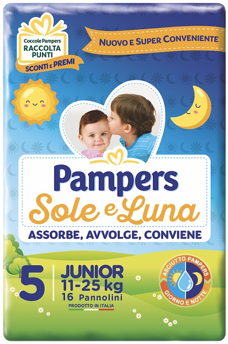 PANNOLINO PER BAMBINO PAMPERS SOLE & LUNA FLASH JUNIOR 16 PEZZI - Farmacia Puddu Baire S.r.l.
