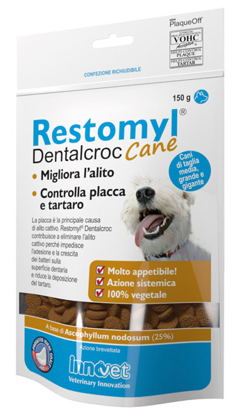 RESTOMYL DENTALCROC CANI TAGLIA MEDIA GRANDE E GIGANTE BUSTA 150 G - Farmacia Puddu Baire S.r.l.