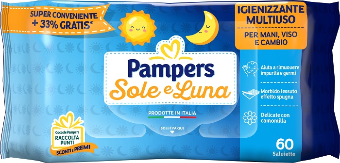 PAMPERS WIPES SOLE & LUNA EFFETTO SPUGNA 60 SALVIETTE - Farmacia Puddu Baire S.r.l.