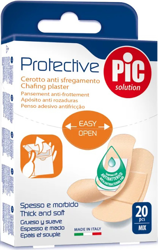 CEROTTO PIC PROTECTIVE MIX ANTIBATTERICO ANTISFREGAMENTO CON TAMPONE 20 PEZZI - Farmacia Puddu Baire S.r.l.
