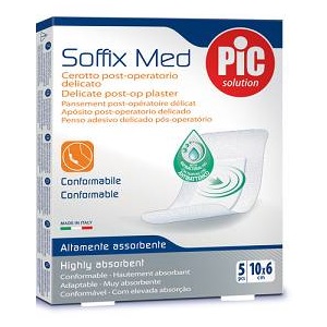 CEROTTO PIC SOFFIX MED IN TNT CON TAMPONE CENTRALE ASSORBENTE STERILE MONOUSO 10X6 CM ANTIBATTERICO 5 PEZZI - Farmacia Puddu Baire S.r.l.