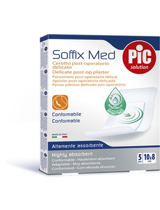 CEROTTO PIC SOFFIX MED IN TNT CON TAMPONE CENTRALE ASSORBENTE STERILE MONOUSO 10X8 CM ANTIBATTERICO 5 PEZZI - Farmacia Puddu Baire S.r.l.