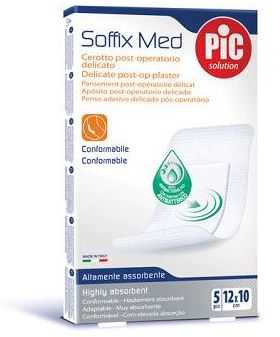 CEROTTO PIC SOFFIX MED IN TNT CON TAMPONE CENTRALE ASSORBENTE STERILE MONOUSO 10X12 CM ANTIBATTERICO 5 PEZZI - Farmacia Puddu Baire S.r.l.