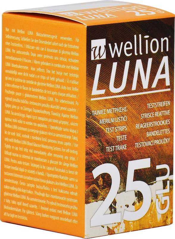 WELLION LUNA 25 STRIPS STRISCE PER MISURAZIONE GLICEMIA - Farmacia Puddu Baire S.r.l.