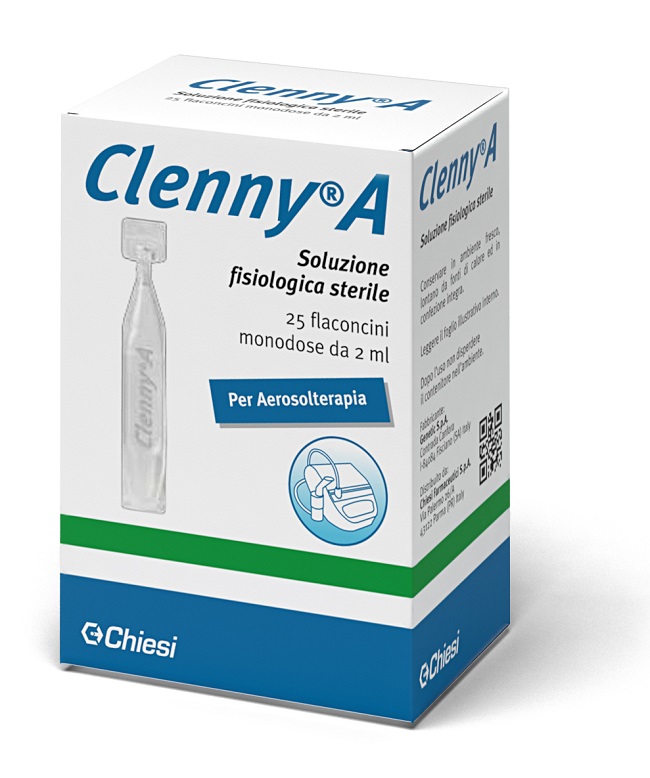 CLENNY A SOLUZIONE FISIOLOGICA STERILE PER AEROSOLTERAPIA 25 FLACONCINI MONODOSE DA 2 ML - Farmacia Puddu Baire S.r.l.