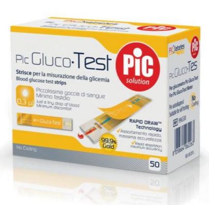 STRISCE MISURAZIONE GLICEMIA PIC GLUCOTEST 50 PEZZI - Farmacia Puddu Baire S.r.l.