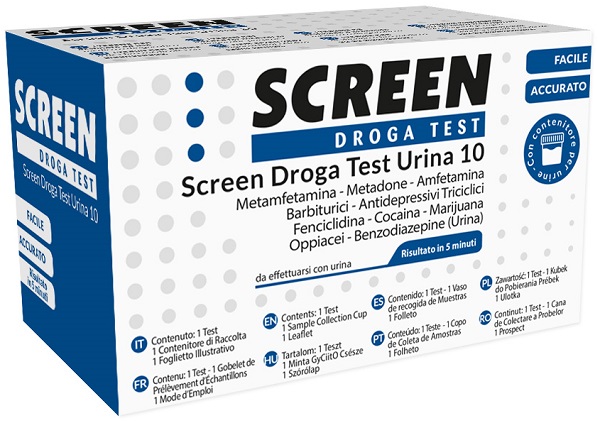 DROGA TEST CHE RILEVA 10 DROGHE TRAMITE URINA RISULTATO PER OGNI DROGA ANALIZZATA SCREEN DROGA TEST URINA 10 - Farmacia Puddu Baire S.r.l.