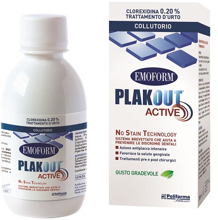 EMOFORM PLAK OUT ACTIVE CLOREXIDINA 0,20% COLLUTORIO 200 ML - Farmacia Puddu Baire S.r.l.