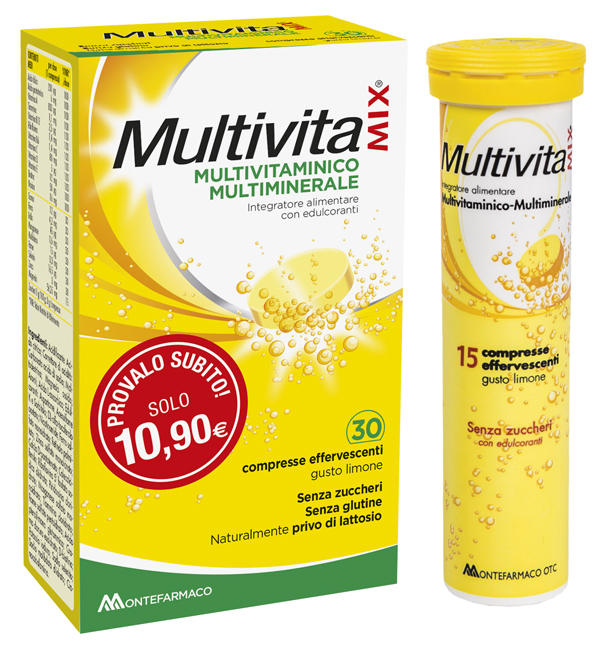 MULTIVITAMIX EFFERVESCENTE SENZA ZUCCHERO E SENZA GLUTINE 30 COMPRESSE - Farmacia Puddu Baire S.r.l.